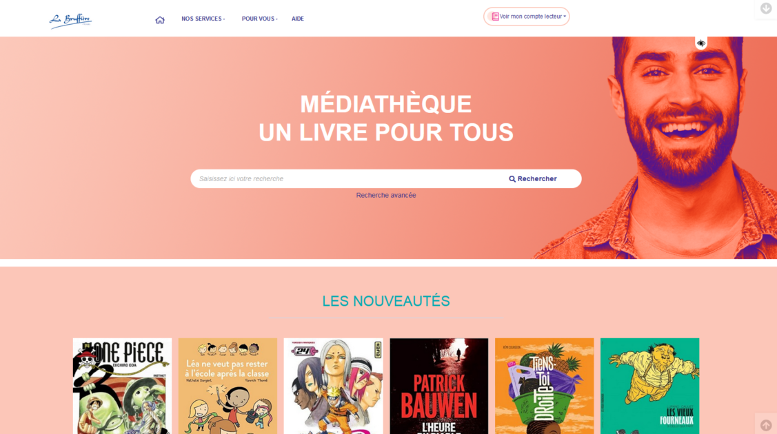 Page d'accueil du portail dédié médiathèque de La Bruffière